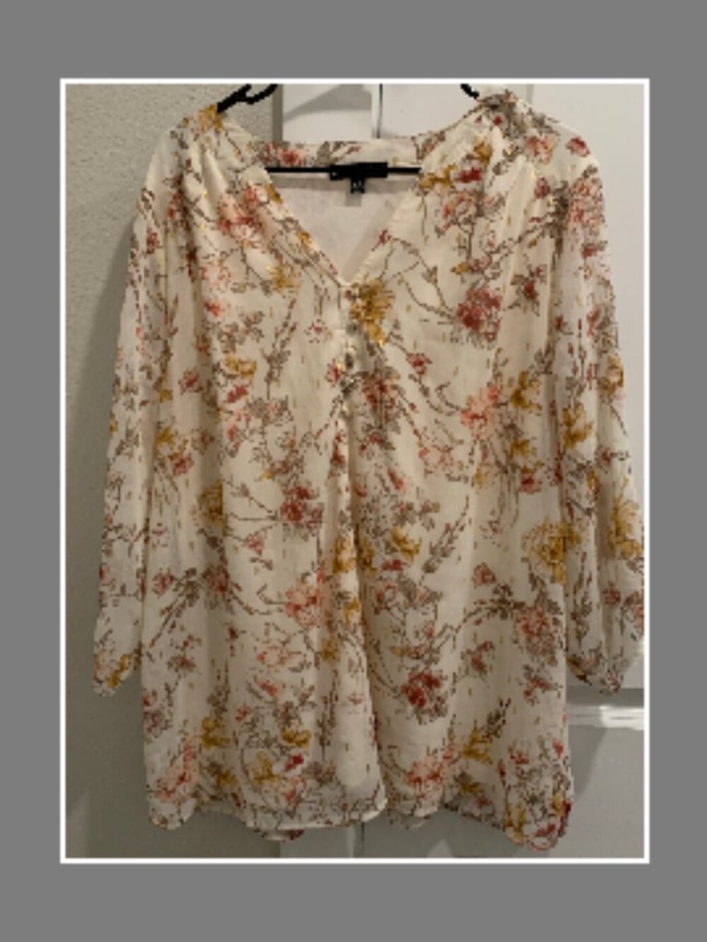 Sara Michelle Floral Blouse (Cream camisole & floral overlay)